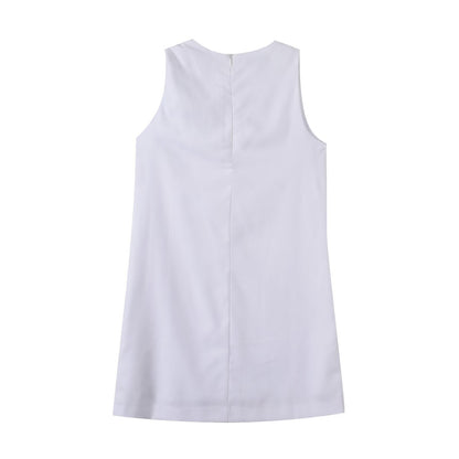 2026 Women's sleeveless linen blend pleated dress