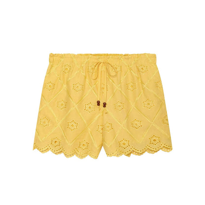 suit Women's 2 pieces hollowed out embroidered lace up top+Shorts