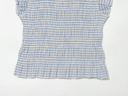 Women's short honeycomb plaid top
