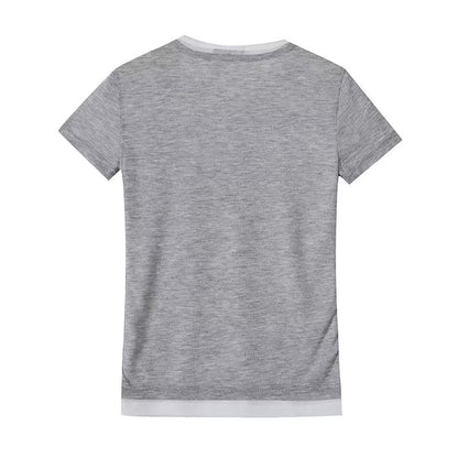 Women's O Neck double-layer short sleeved T-shirt