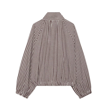 Women's with drawstring casual plaid Coat