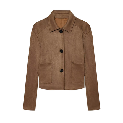 Women's suede lapel breasted short Coat