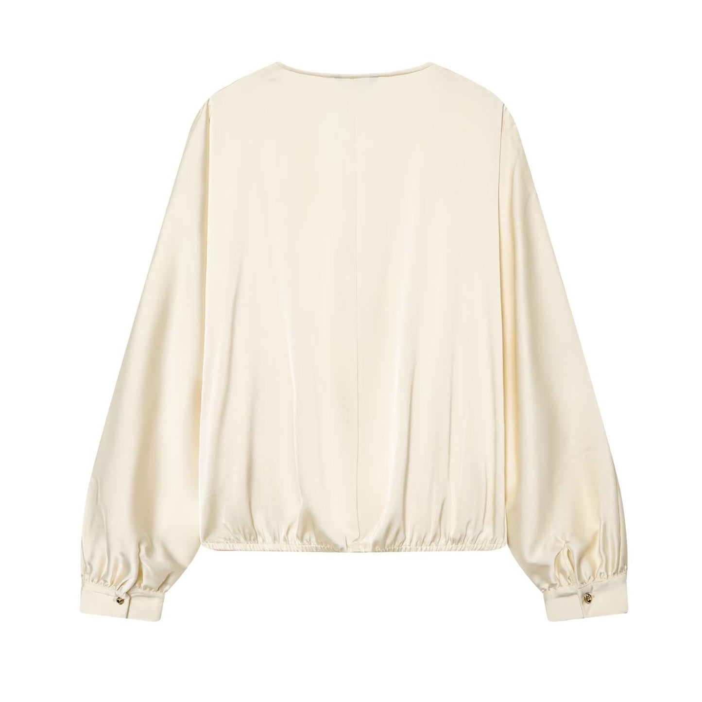 2026 Women's satin textured V-neck shirt