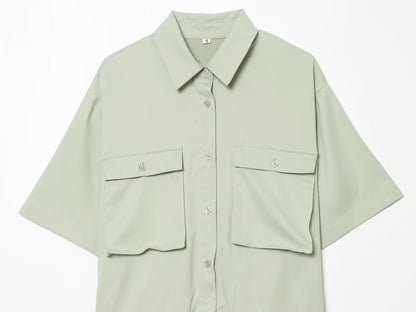 Women's With Belt shirt style jumpsuit
