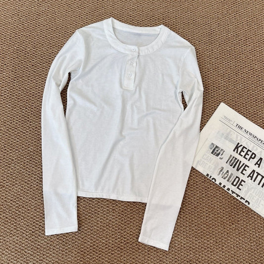 2026 new long-sleeved T-shirt slim shoulder bottoming shirt