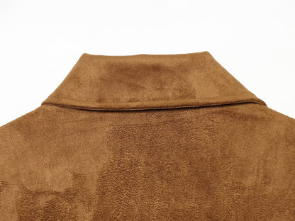 Women's retro suede textured stand collar jacket