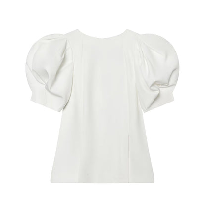Women's bubble sleeve backless top