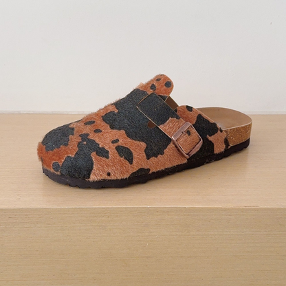 Women's 2026 new fashion cow print slippers women's half slippers