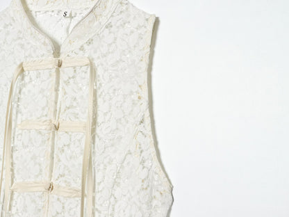Women's rope knot decorative embossed lace top