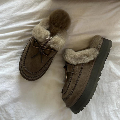 Women's thick-soled warm and velvet slippers in autumn and winter