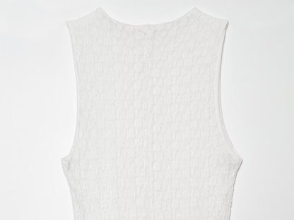 Women's lace decoration sleeveless MIDI dress