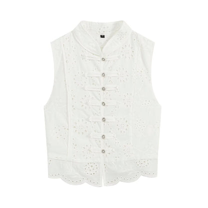 suit Women's 2 pieces artificial jewelry buckle hollow embroidery top+skirt