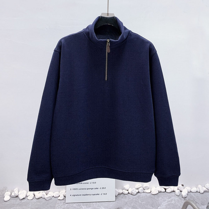 Women's new embroidered half-zipper lapel long-sleeved sweater