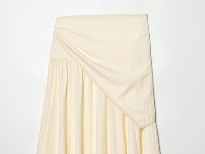 Women's scarf knot decoration pleated Midi skirt
