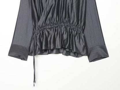 Women's lace up decorative casual draped shirt