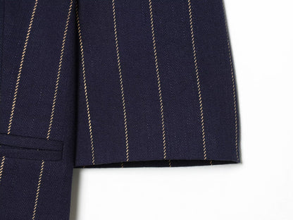 suit Women's 2 pieces linen blend striped jacket+Pants