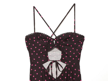 Women's polka dot suspender MIDI dress