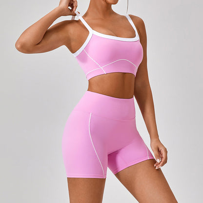 Women's new nude tight outdoor sports bra contrast suit