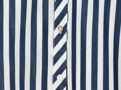Women's bubble sleeve linen striped shirt