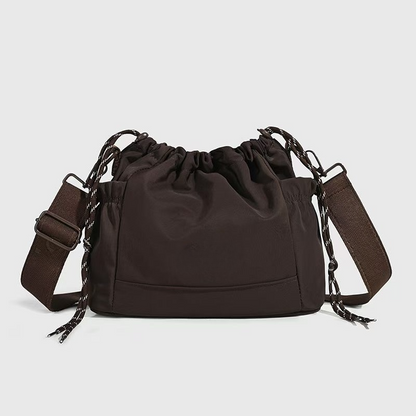 Women's new Joker drawstring wide shoulder strap crossbody bag