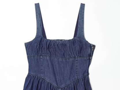 Women's sleeveless backless denim MIDI dress