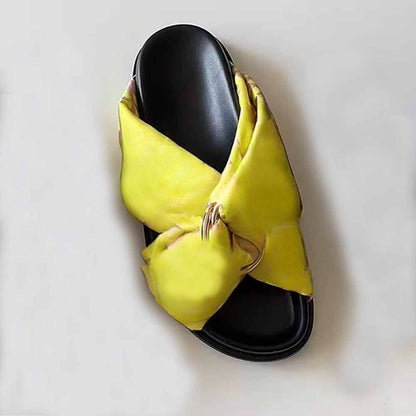 Women's new cross metal buckle design bread shoes slippers have a shoe box