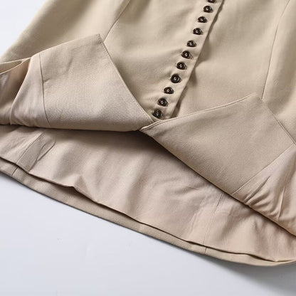 suit Women's 2 pieces Buckle design casual linen blended vest+Pants