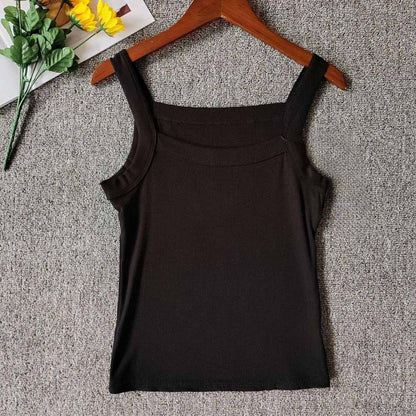 Women's new square-neck thread slim and slim vest with sling inside.
