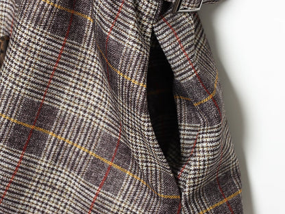 Women's straps decorative checkered Blazer Coat