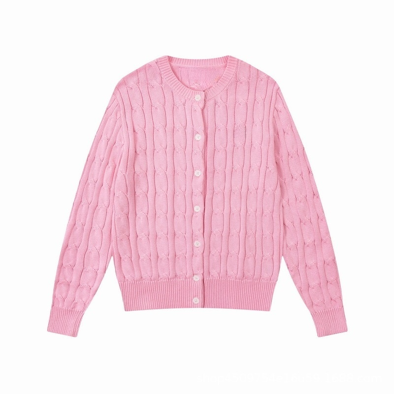 Women's new round neck solid color long sleeve knit cardigan