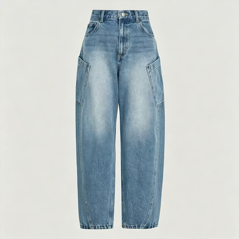 Women's new loose stitching wide-leg pants