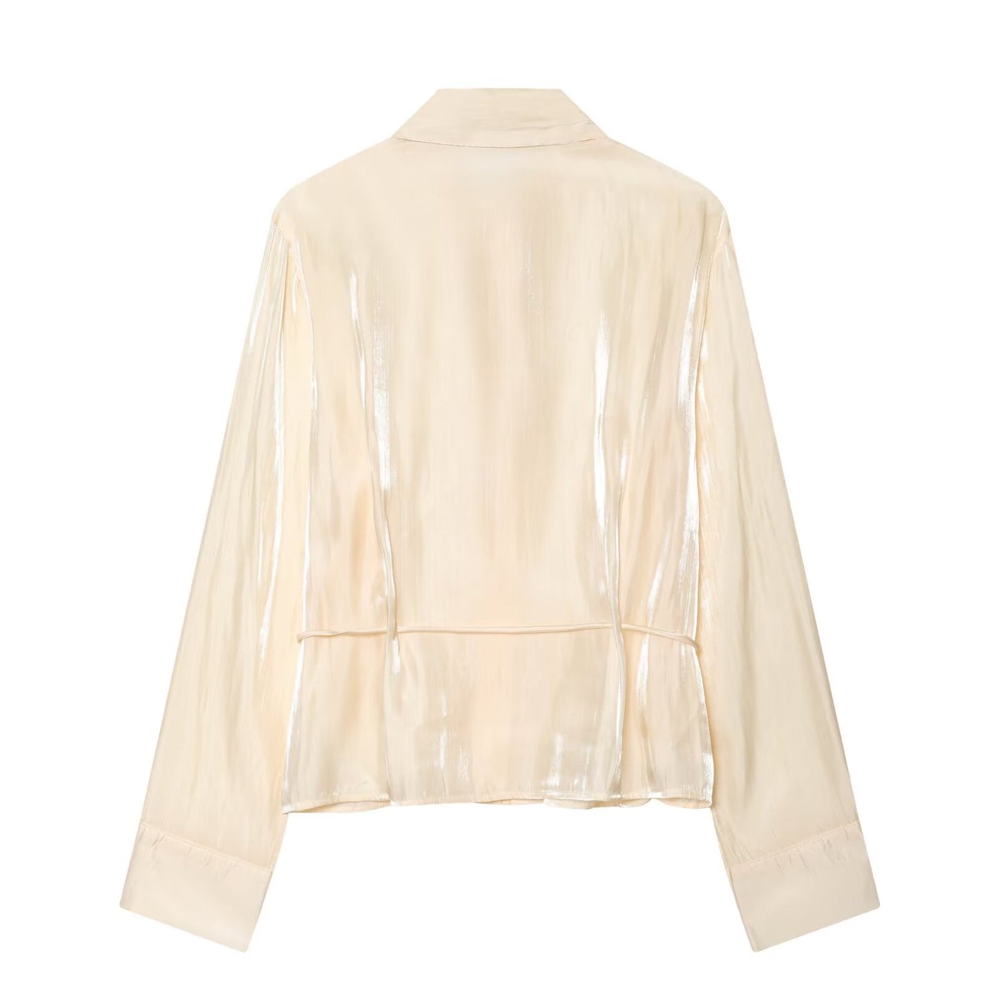 Women's metallic effect paired with belt shirt