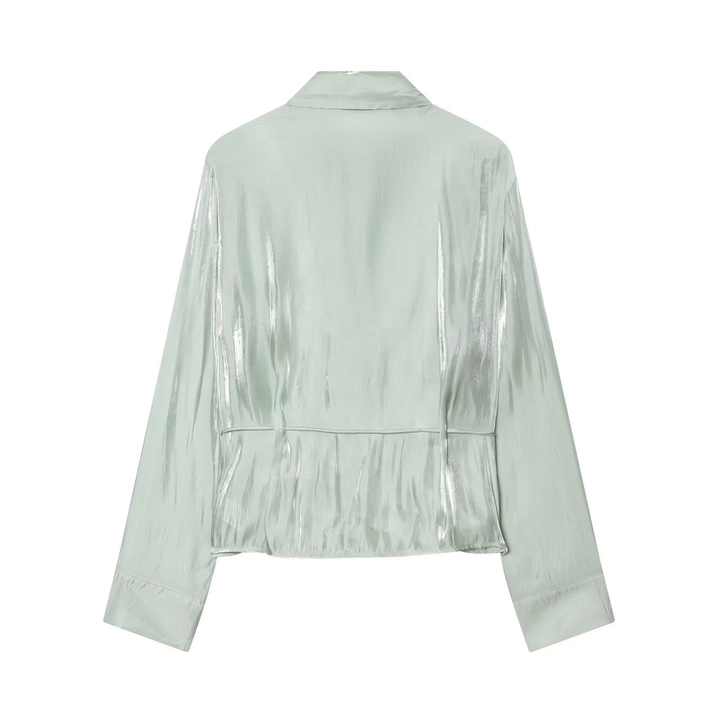 Women's metallic effect paired with belt shirt