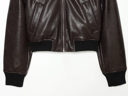 Women's short leather effect pilot jacket Coat