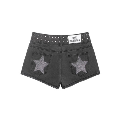 Women's low waisted star denim shorts