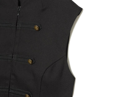 Women's slim double breasted twill vest