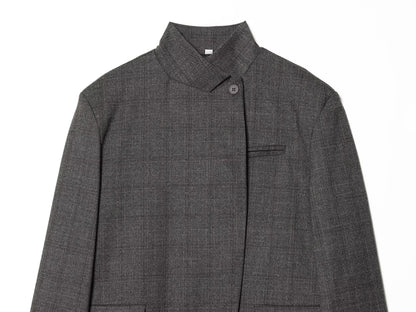 Women's casual stand collar wool blend Blazer Coat