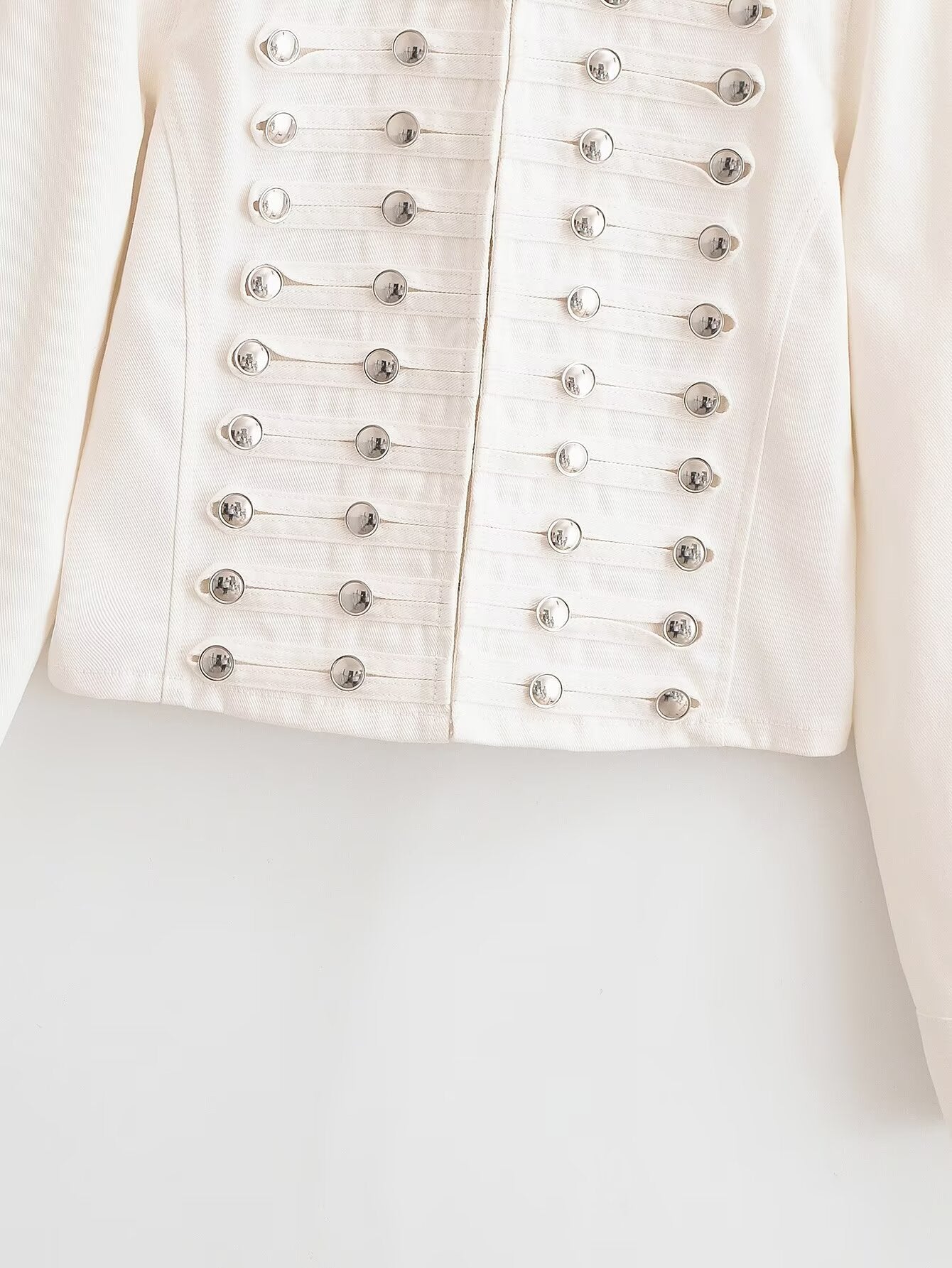 Women's buckle decoration short denim Coat