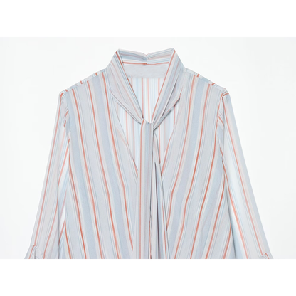 Women's striped ruffle edge ribbon top