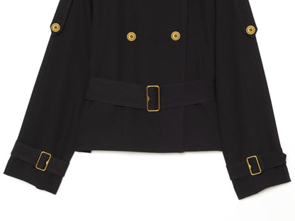 Women's With Belt stand collar windbreaker Coat