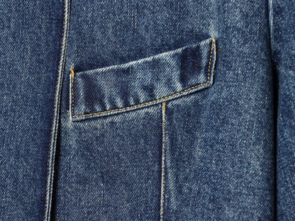 Women's short sleeved stand collar denim Blazer Coat