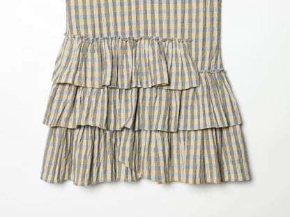 Women's layered decorative plaid suspender dress