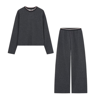 suit Women's 2 pieces contrasting striped soft texture sweatshirt+Pants