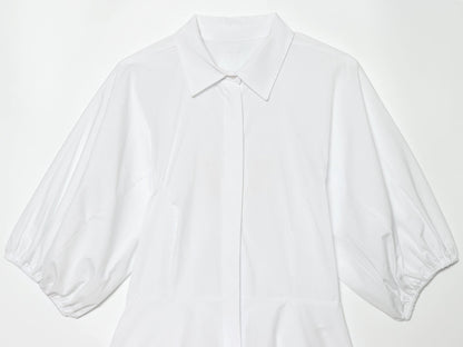 Women's skirt style hem bubble sleeve shirt