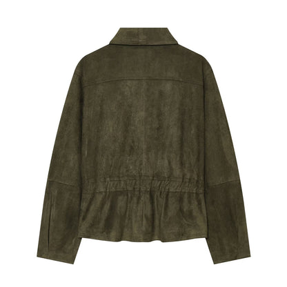 Women's Rope knot buckle decorative leather jacket Coat