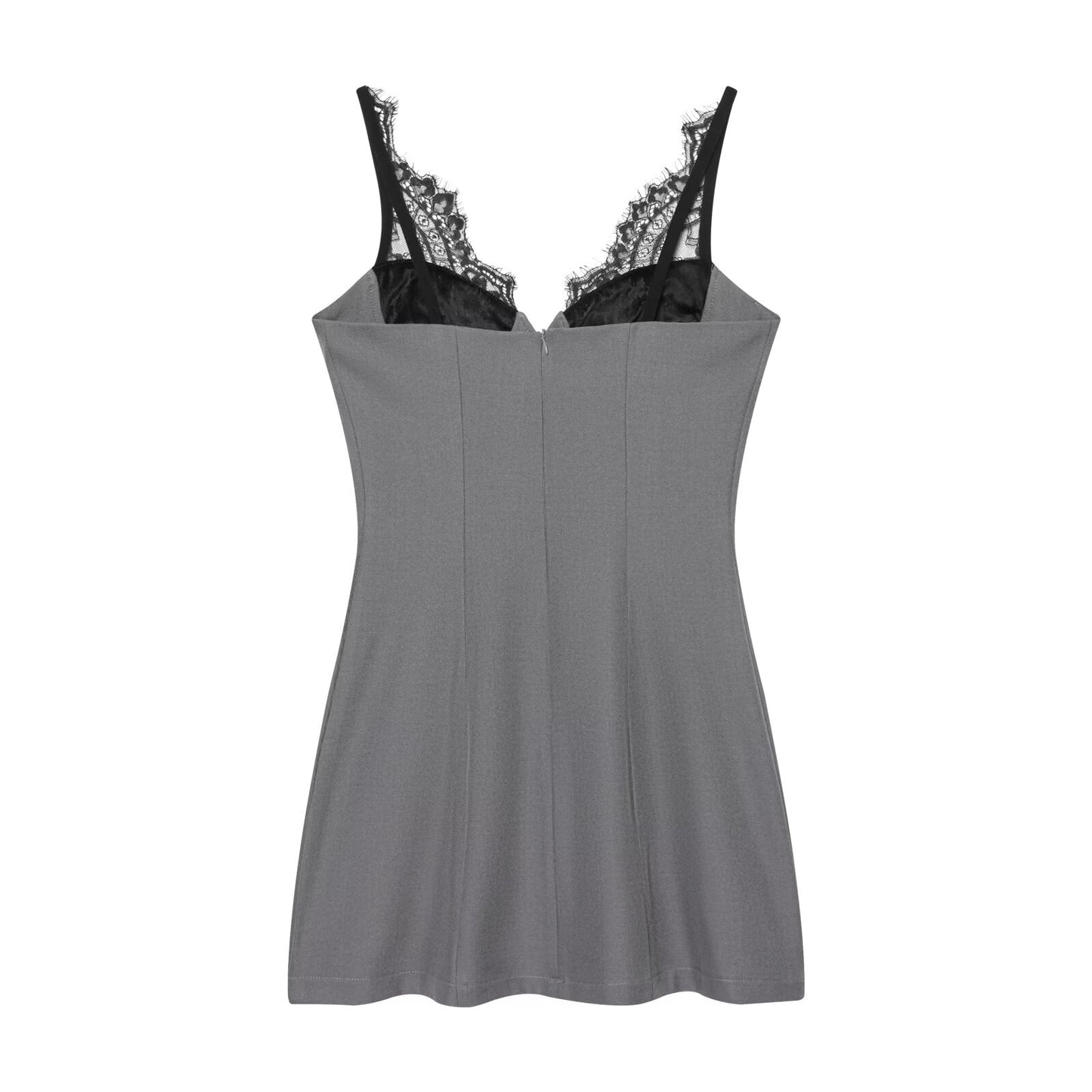 Women's lace deep V-neck suspender dress