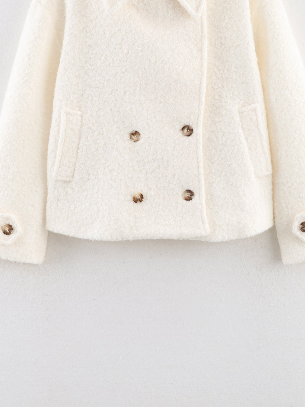 Women 2025 New Fashion Long-sleeved boucle fleece coat