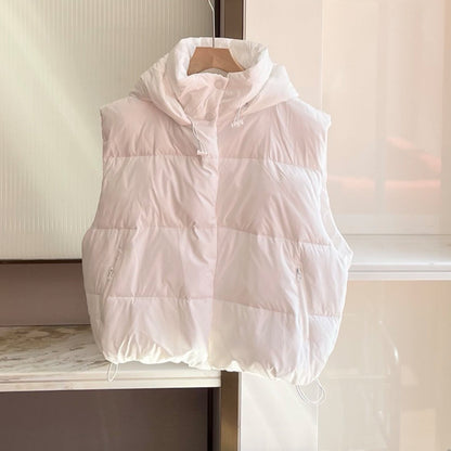 Women's new stand-up collar short hooded vest