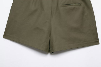 Women's with belt casual pleated culottes