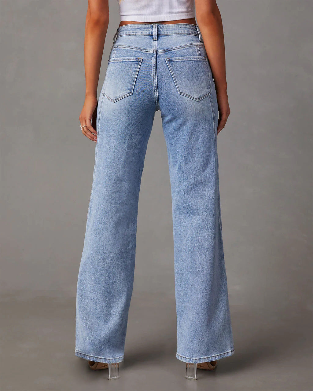 Fashion Loose Splicing Wide Leg Jeans for Women
